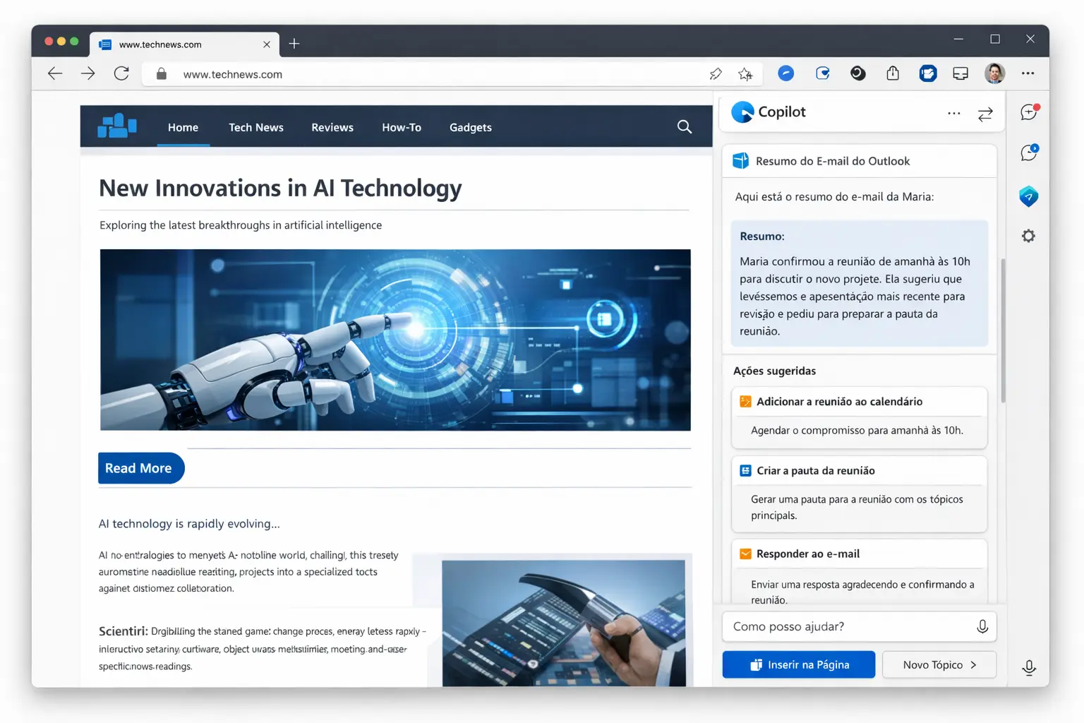 Microsoft Copilot Chega ao Edge para Revolucionar a Navegação e Produtividade no Microsoft 365