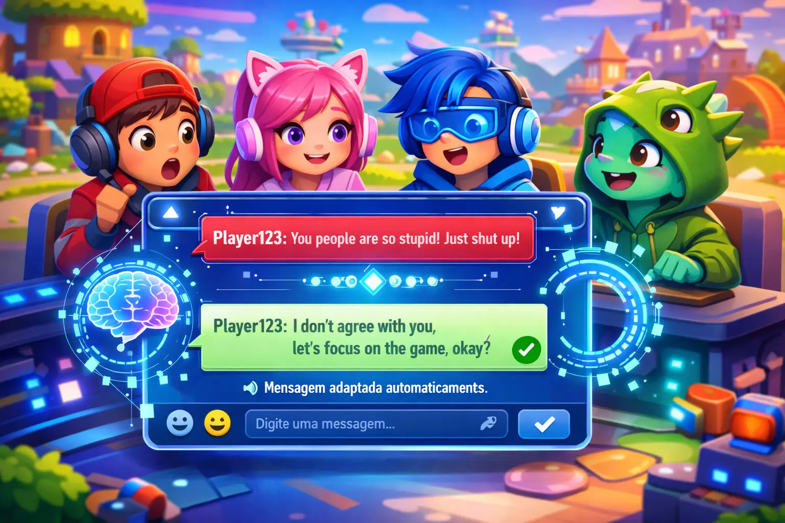 Roblox lança IA que reescreve mensagens ofensivas em tempo real para tornar chats mais seguros e educados