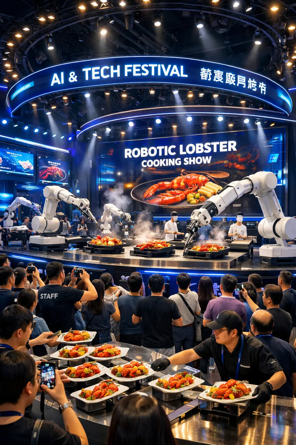 Shenzhen promove festival de lagosta com robôs, IA e degustação gratuita para mil participantes