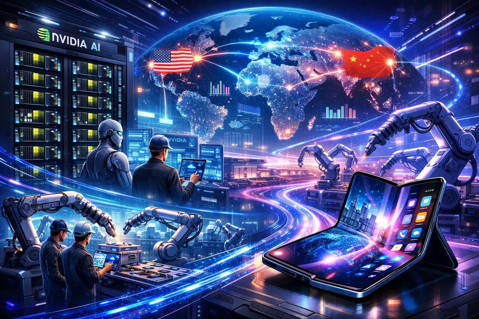 Corrida global da tecnologia em 2026: NVIDIA aposta em IA aberta, China avança na indústria e Apple acelera iPhone dobrável