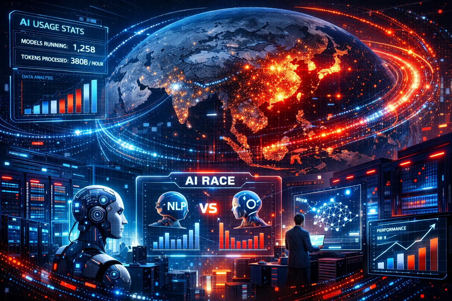 Modelos chineses dominam uso global de IA e superam os EUA em volume de tokens pela segunda semana seguida