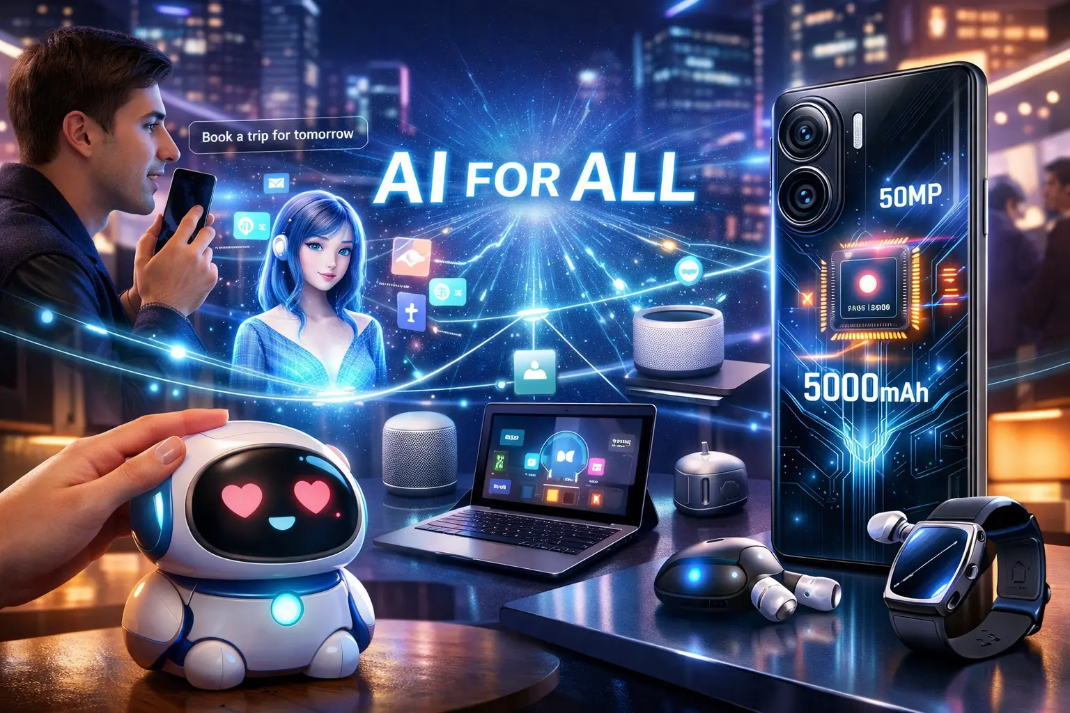 ZTE revela no MWC 2026 o nubia M153 com IA nativa e apresenta robô emocional iMoochi para o futuro dos dispositivos inteligentes