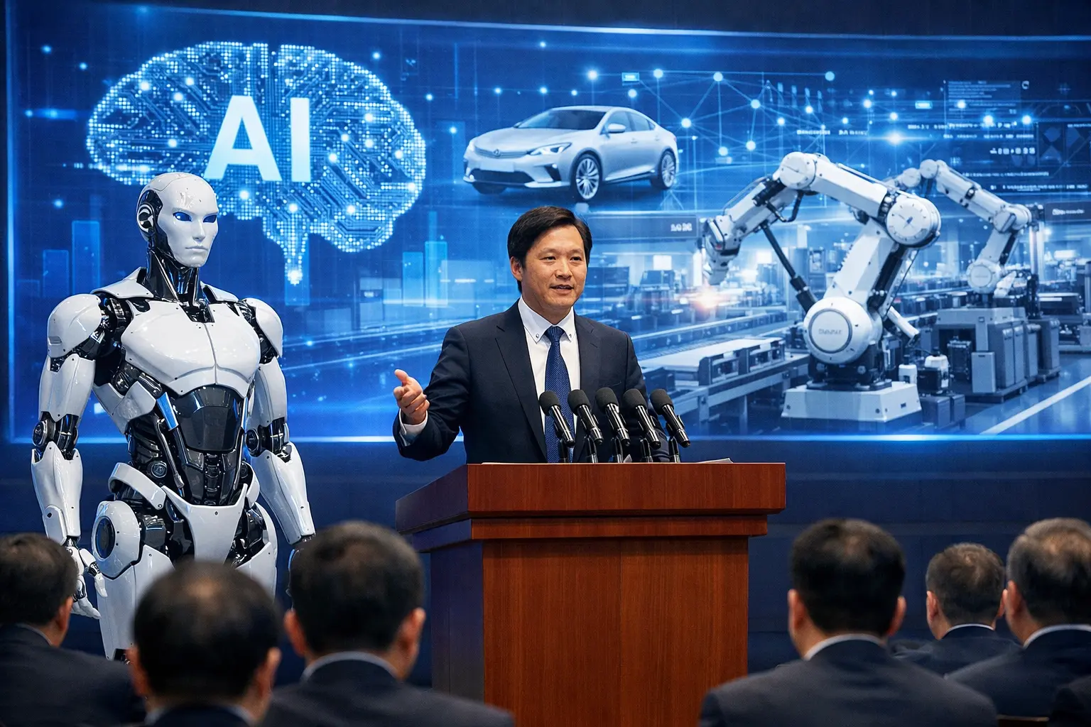 Lei Jun apresenta cinco propostas para acelerar a integração entre IA, robôs humanoides e manufatura inteligente na China
