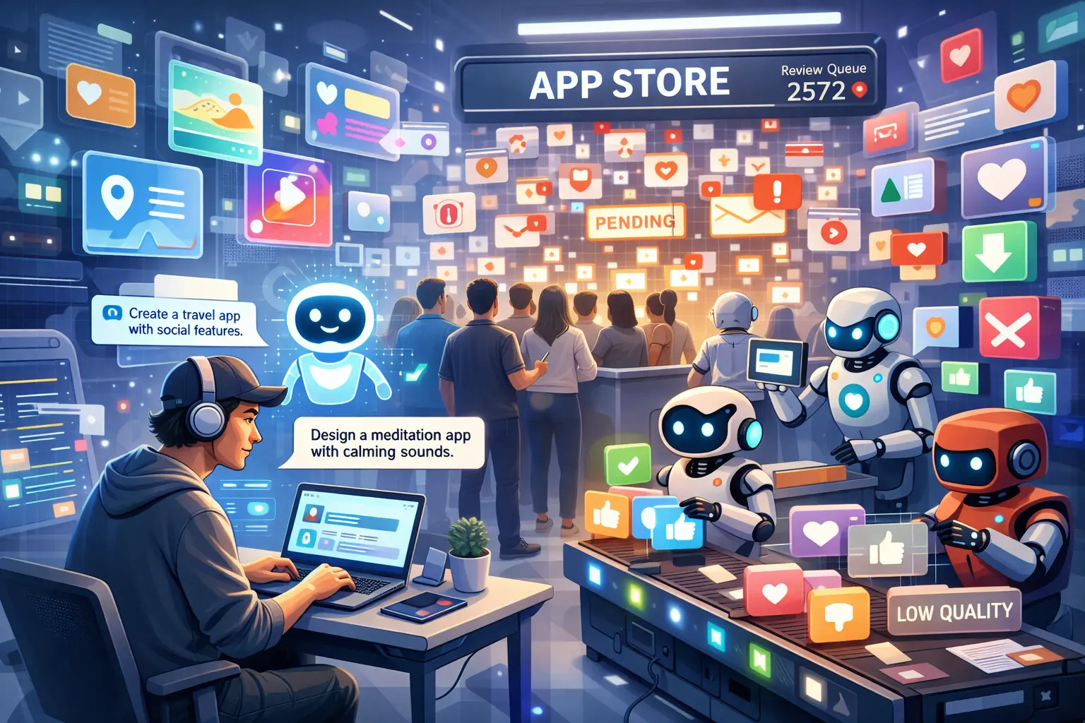 Vibe coding impulsiona explosão de apps e pressiona a App Store por qualidade e novos modelos de curadoria