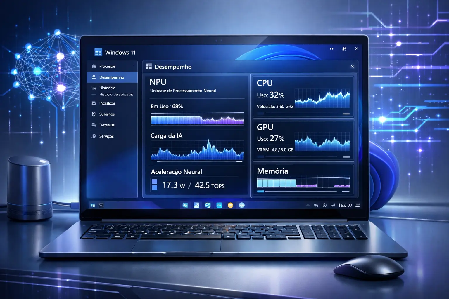 Windows 11 passa a monitorar NPUs em tempo real no Gerenciador de Tarefas