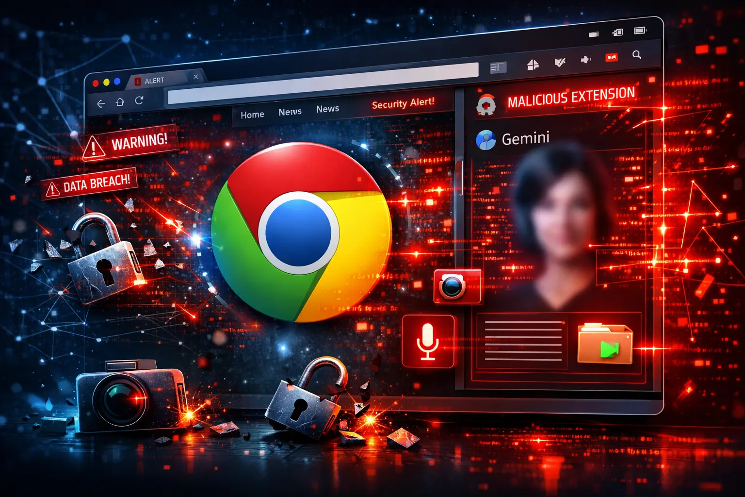 Falha crítica no Chrome permitia que extensões maliciosas sequestrassem o painel Gemini AI e acessassem câmera, microfone e arquivos locais