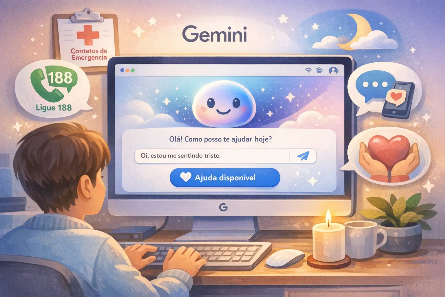 Google atualiza Gemini para oferecer suporte emocional imediato e reforçar prevenção ao suicídio